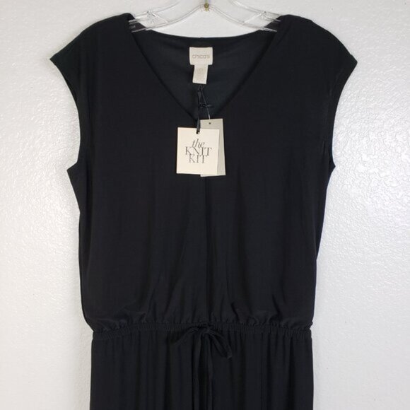 NWT Chico's $119 Knit Kit COLORBLOCK Maxi Dress Size S Women's Black Cap Sleeves - Picture 4 of 11